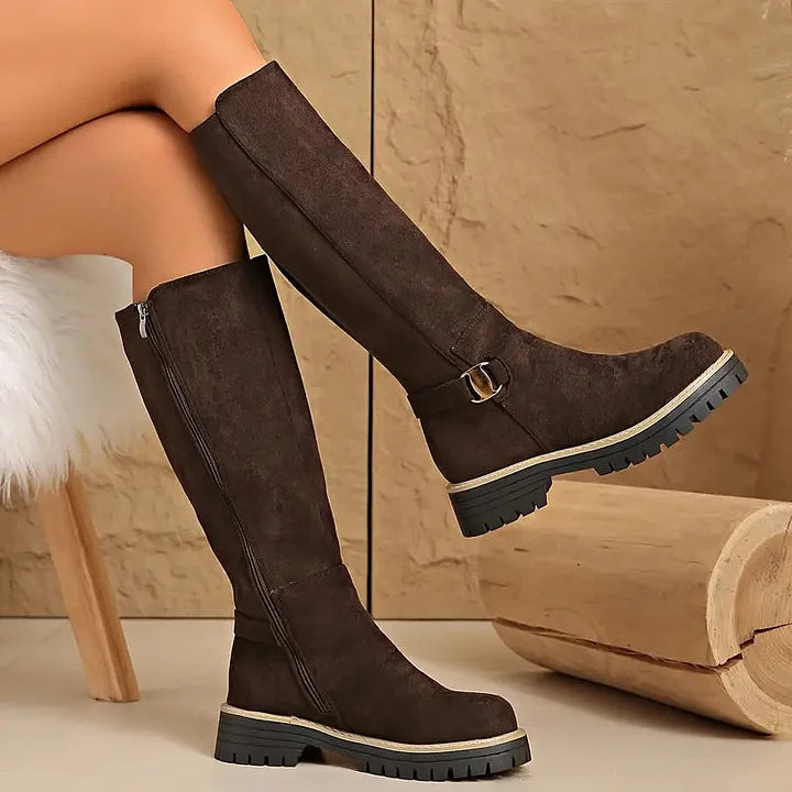 Women's Buckle Detail Knee High Boots