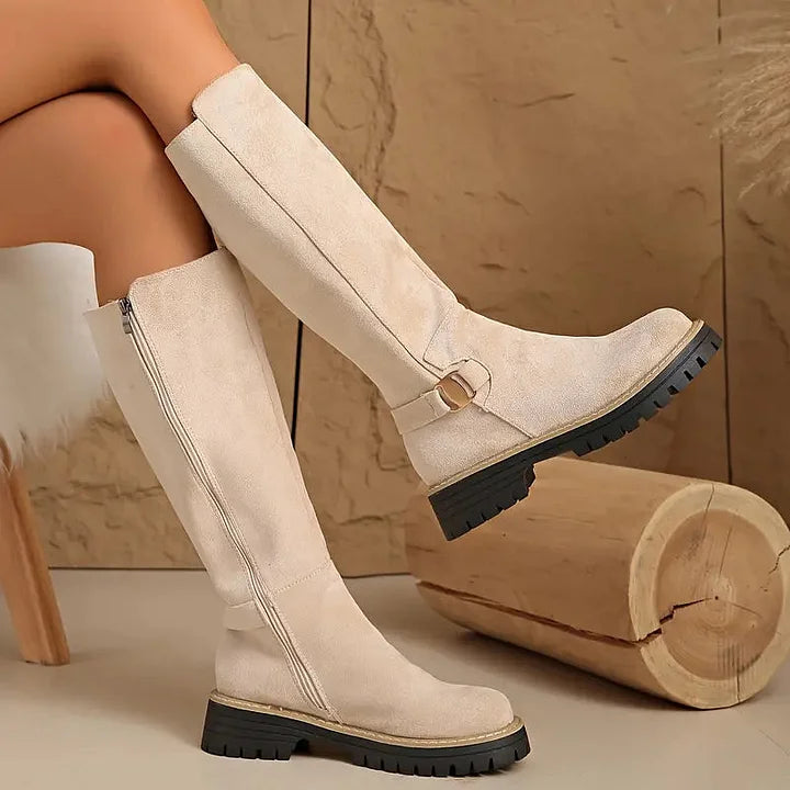 Women's Buckle Detail Knee High Boots