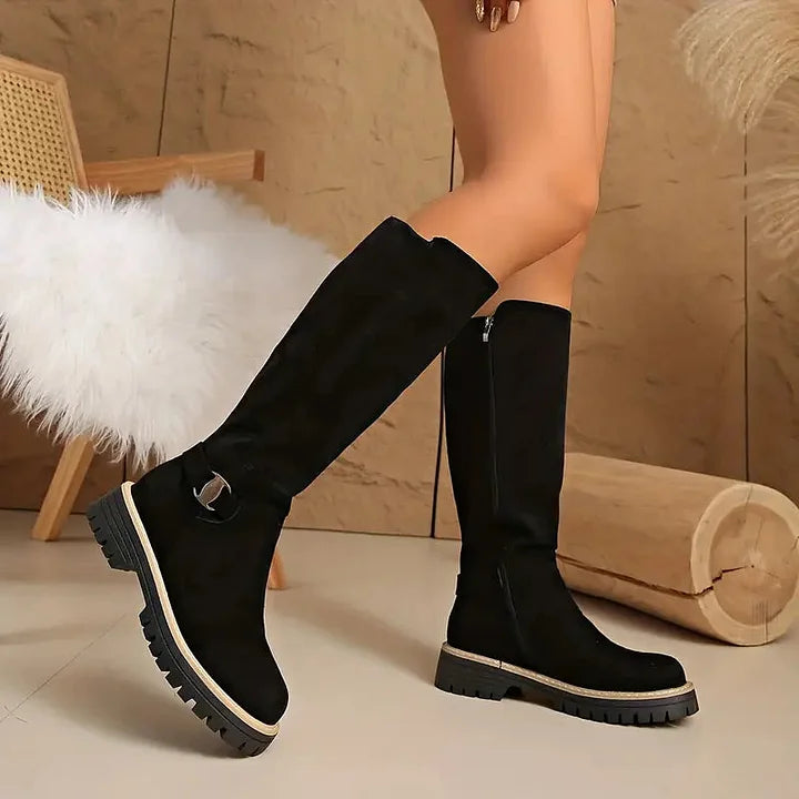 Women's Buckle Detail Knee High Boots