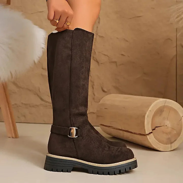 Women's Buckle Detail Knee High Boots