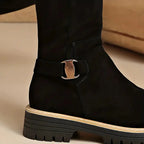 Women's Buckle Detail Knee High Boots