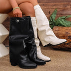 Damen-Schlupfstiefel mit spitzer Zehenpartie und kniehohem Schaft
