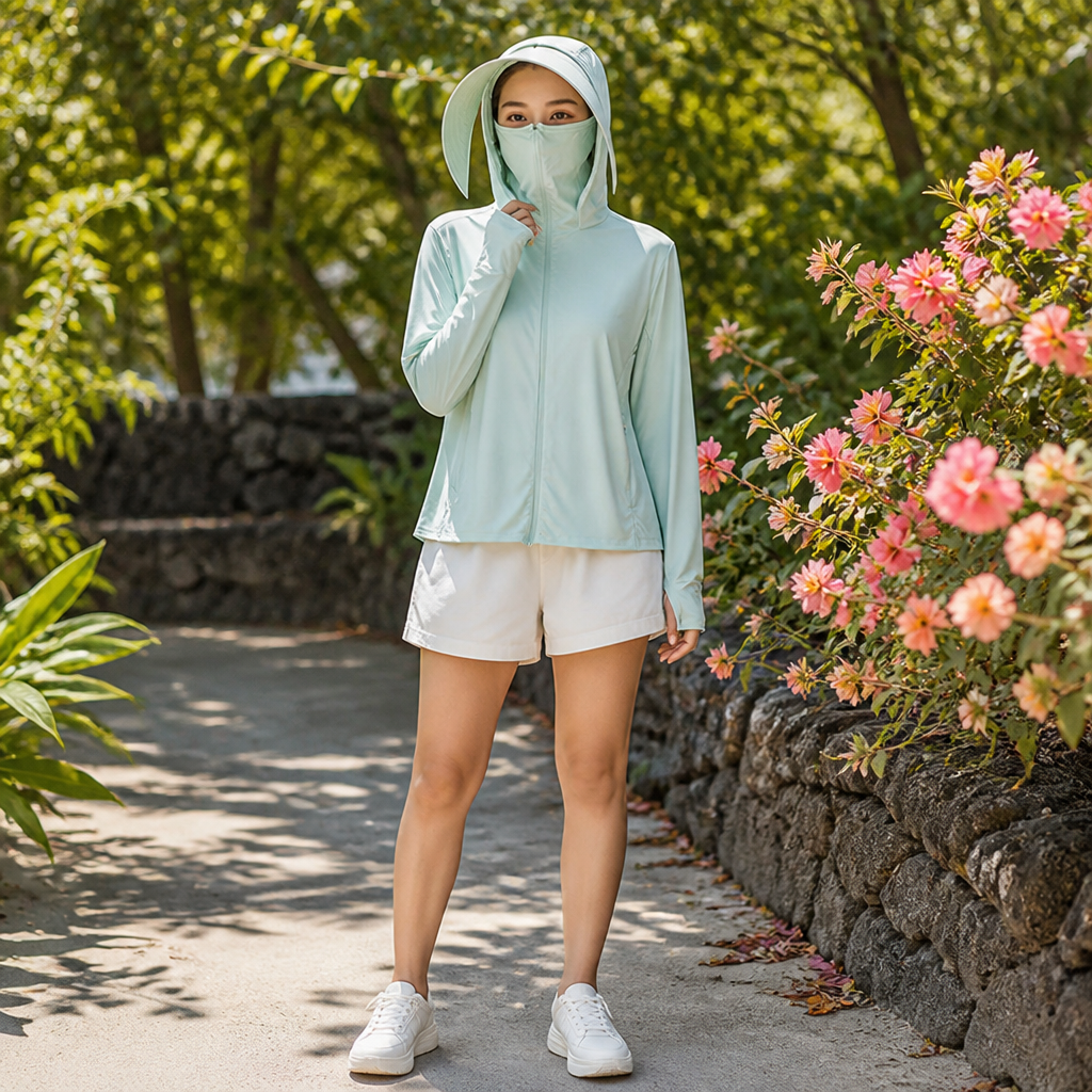 UV-schützende Kapuzenjacke mit abnehmbarem Gesichtsschutz – ideal für den Herbst | Leichte Wanderjacke