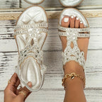Women's Summer Sandals with Arch Support and Stretch Upper - Silver
