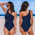 Asymmetrischer Bauchweg-Badeanzug – Transparenter Mesh für Damen