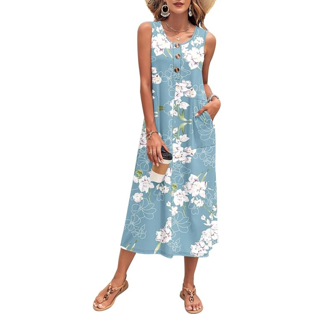 Maxikleid – Leichtes Button-Down-Kleid für Damen