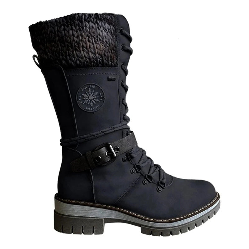 Women's Knit Cuff Lace-Up Winter Boots