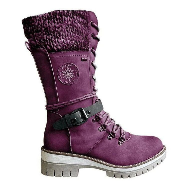 Women's Knit Cuff Lace-Up Winter Boots