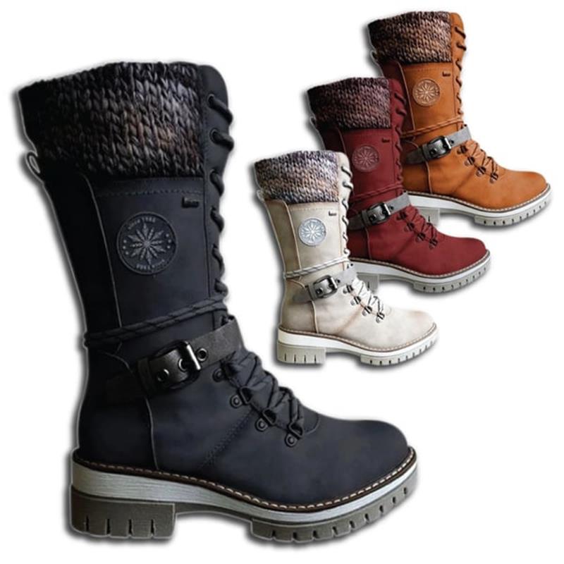 Women's Knit Cuff Lace-Up Winter Boots