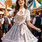Dirndl Damen Oktoberfest Kostüm | Trachtenkleid mit Corsage & Trägerrock