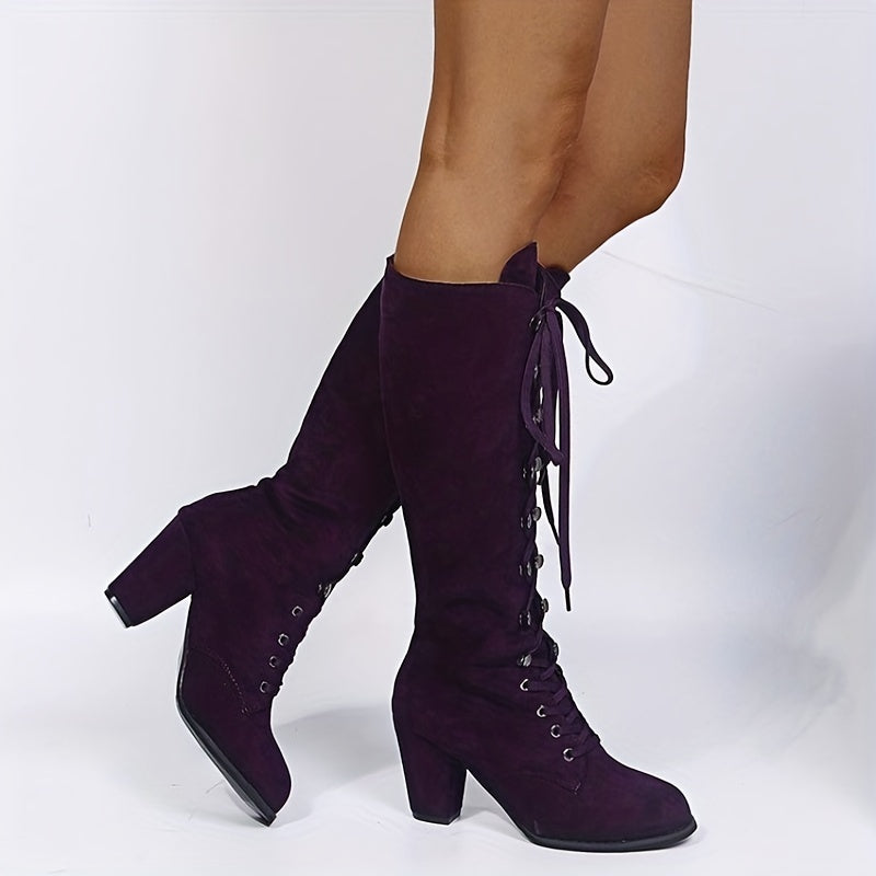 Elegant Women's Lace Up Ankle Boots | Chunky Heel Fashion
