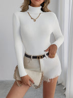 Damen Rollkragenpullover mit hohem Hals und langen Ärmeln | Weicher Strick Freizeitpullover