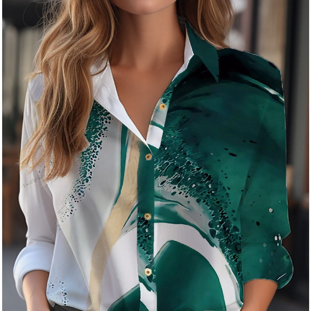 Women’s Floral Print Blouse with Relaxed Fit & Long Sleeves