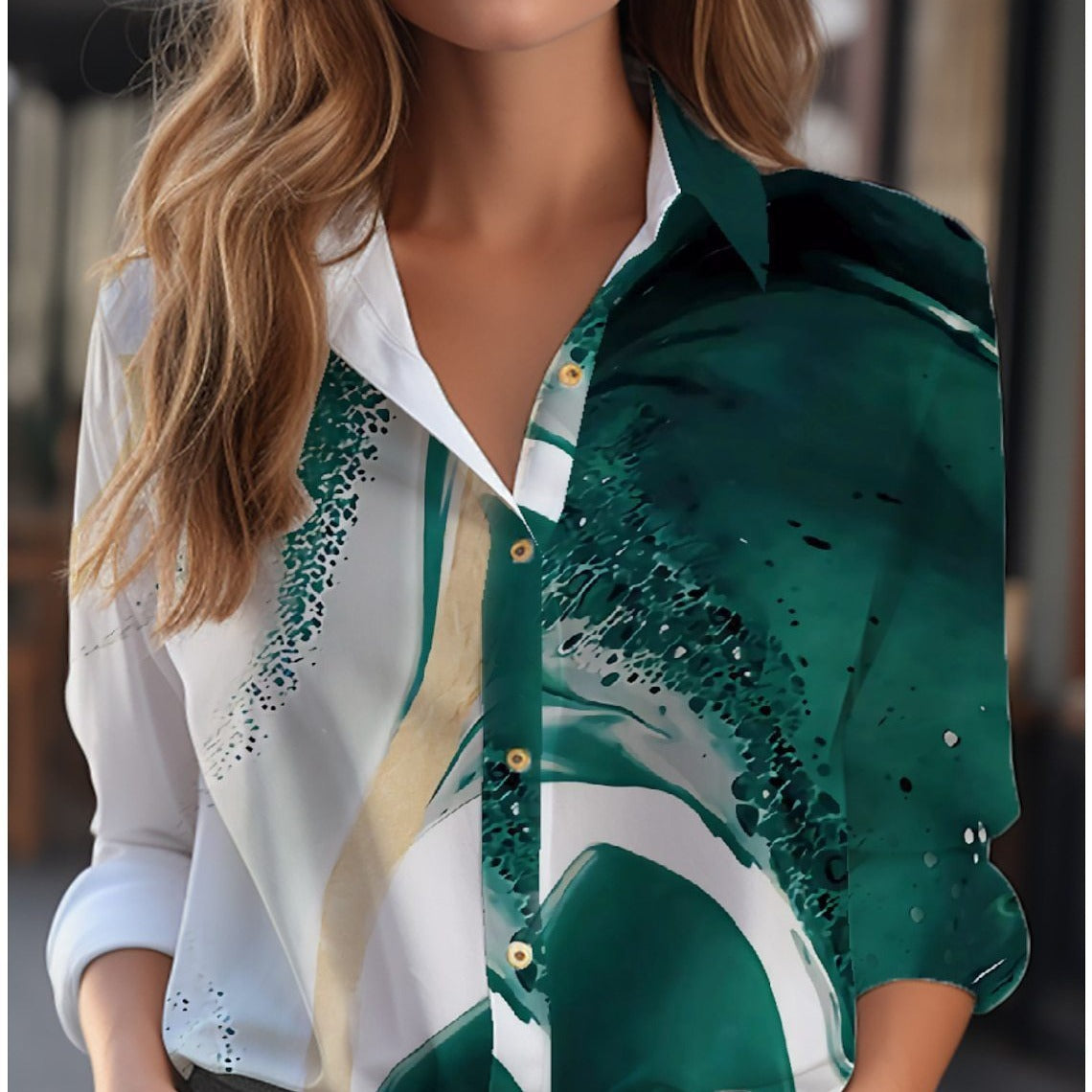 Women’s Floral Print Blouse with Relaxed Fit & Long Sleeves