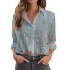Women’s Floral Print Blouse with Relaxed Fit & Long Sleeves