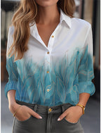 Women’s Floral Print Blouse with Relaxed Fit & Long Sleeves