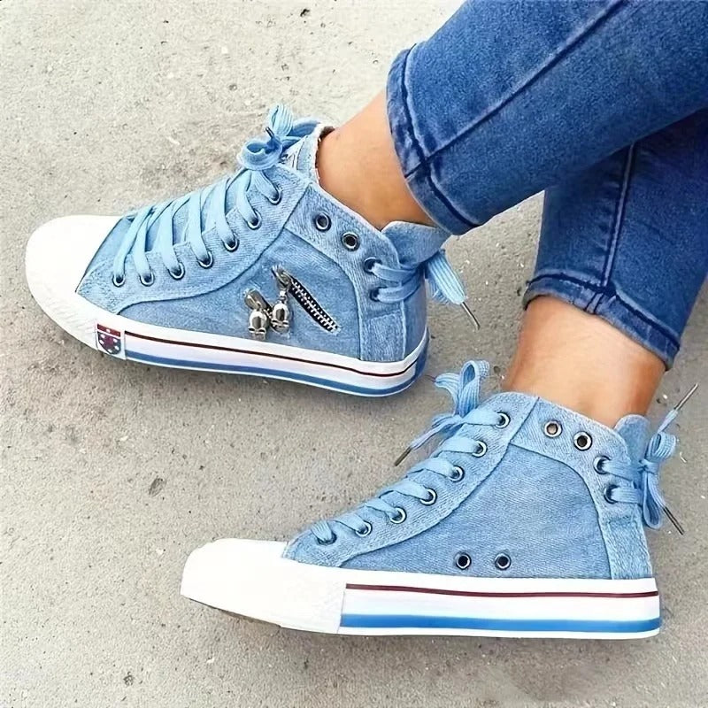Londona - Urban Trend Denim Sneakers - Light Blue