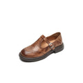 Women's Mary Janes with Adjustable Strap and Non-Slip Sole - Brown