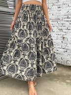 Women's Summer Skirt, A-Line – Chiffon with Floral Print - Print D