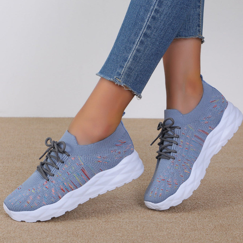 Mesh Lace-Up Ballet Flats | Perfect for Autumn, Summer, and Spring - Blue