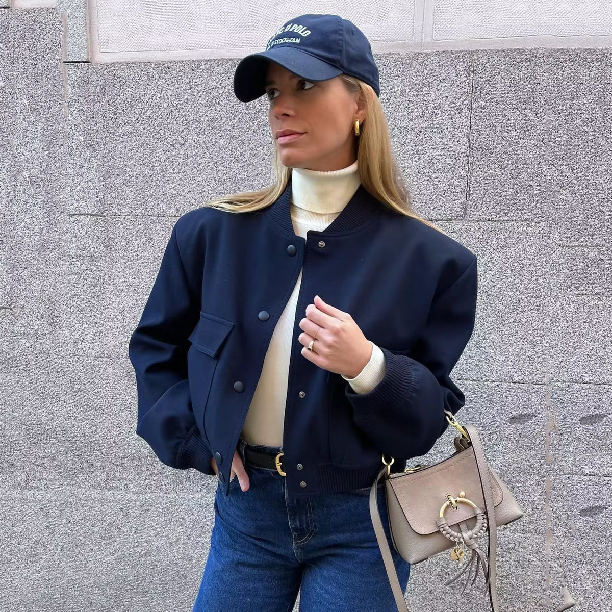 Relaxed High-Neck  Women's Bomber Jacket