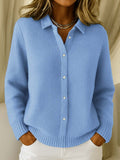 Women's Classic Cardigan with Collar – Timeless Elegance in a Soft Cotton Blend