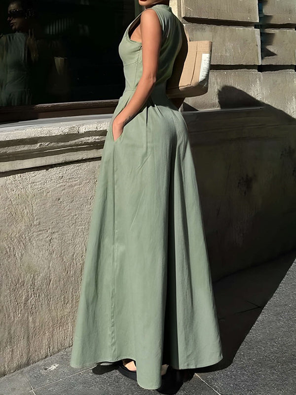 Women Sleeveless Zip-Front Jumpsuit