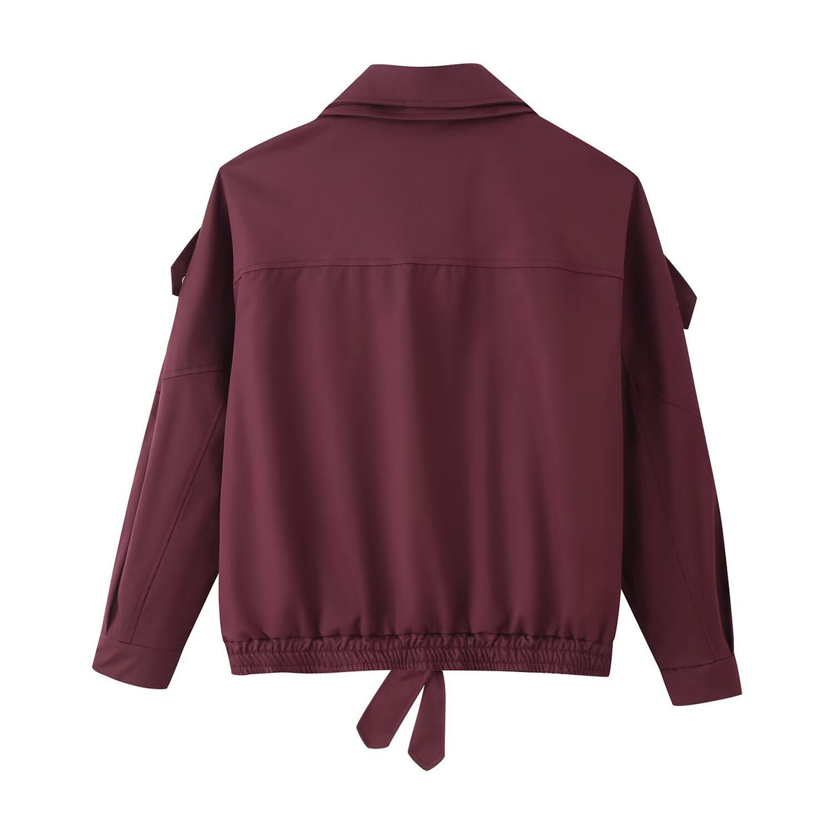 Women’s Burgundy Bomber Jacket with High Collar
