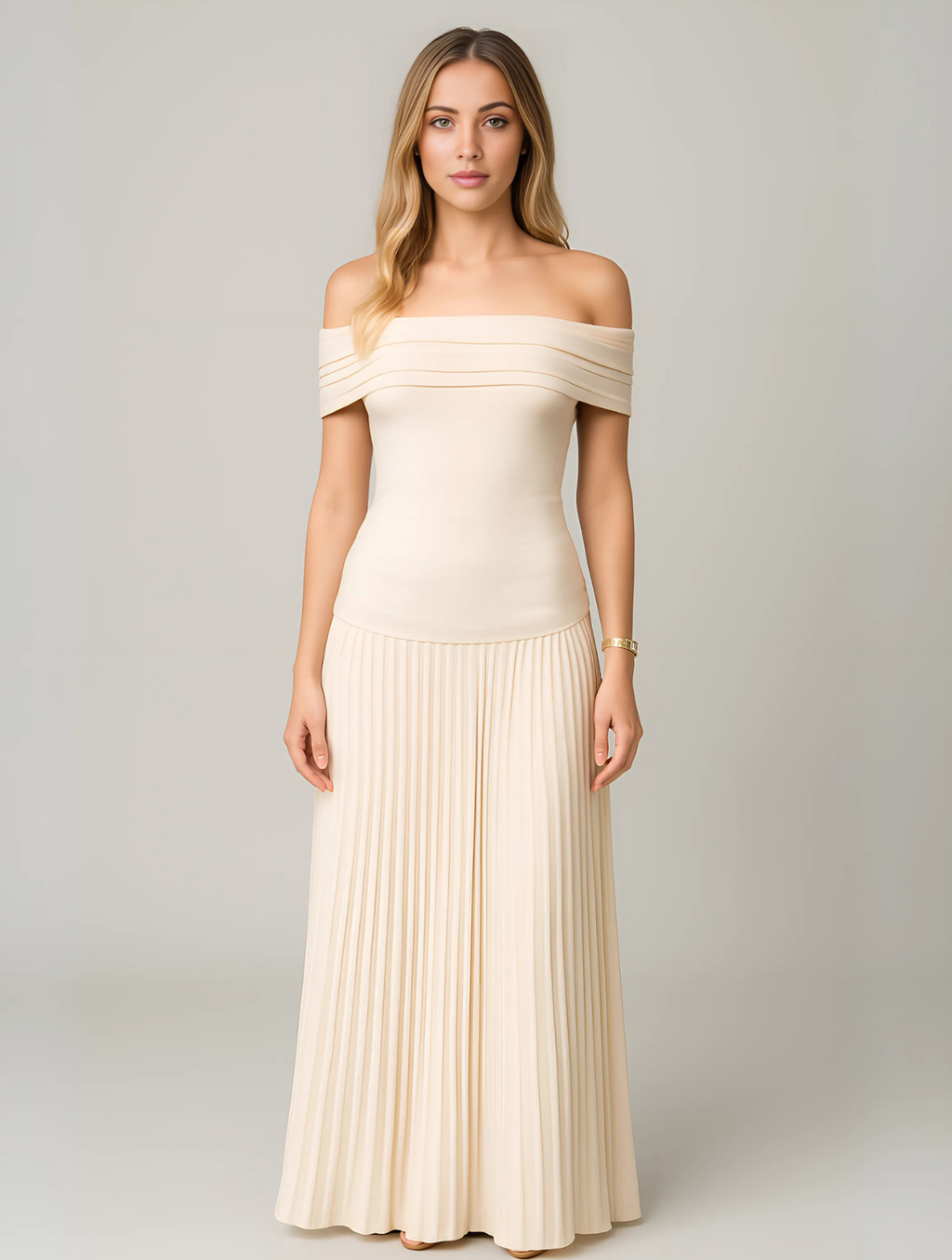 Plissiertes Maxikleid für Damen für Hochzeitsgäste & festliche Anlässe