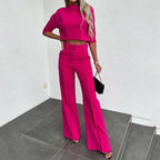 Two-Piece Winter Set for Women with Warming Fit and Versatile Design - Fuchsia