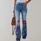 Flared Winter Pants with Buttonhole Detail | Perfect for Winter - Lilac Flower