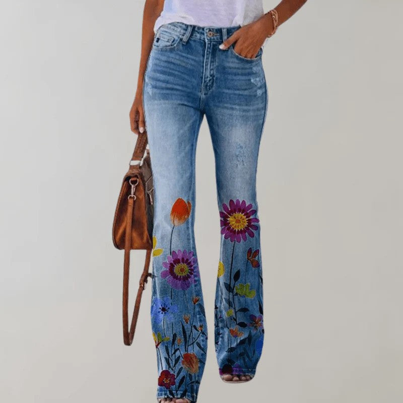 Flared Winter Pants with Buttonhole Detail | Perfect for Winter - Lilac Flower