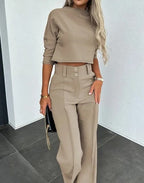 Two-Piece Winter Set for Women with Warming Fit and Versatile Design - Khaki