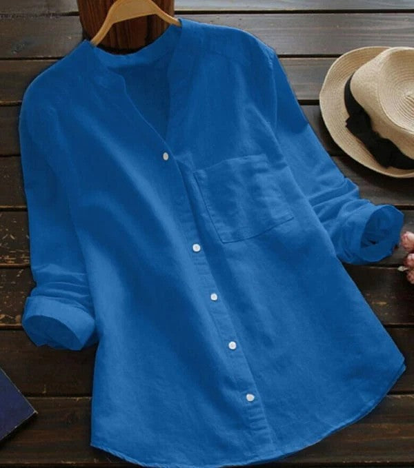 Long-Sleeve Linen Shirt for Women | Perfect for Summer - Light Blue