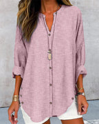 Striped Women's Shirt with Relaxed Fit | Perfect for Autumn - Light Red