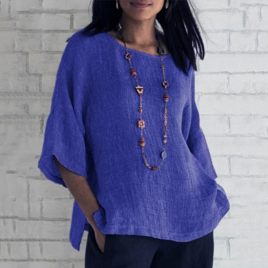 Women's Linen Shirt with Long Sleeves | Perfect for Autumn - Blue