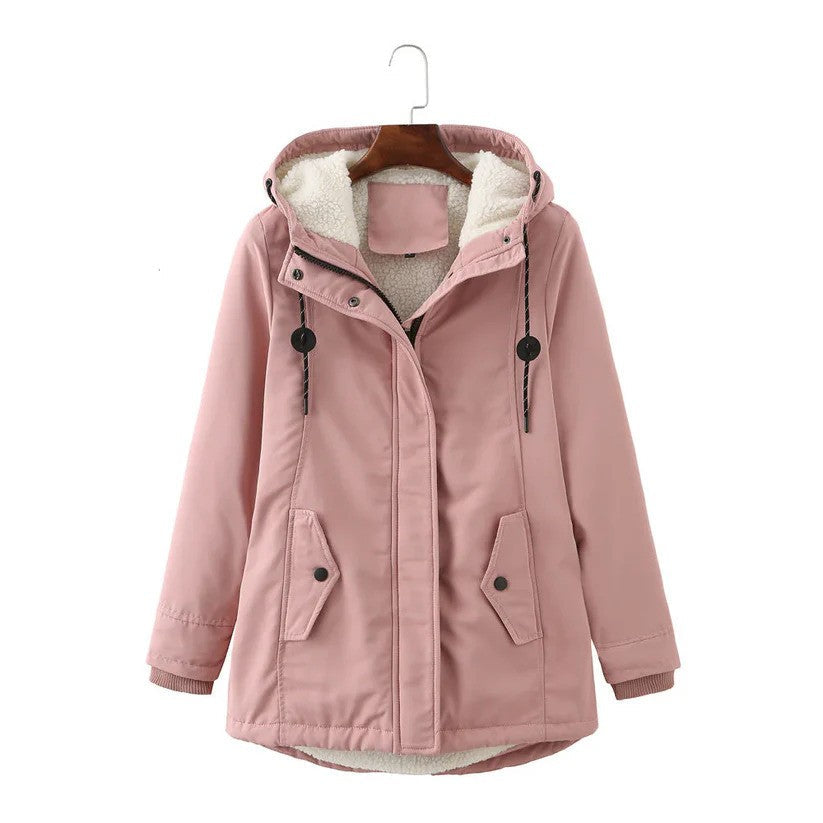 Women's Winter Coat with Warm Lining, Hood & Zipper | Perfect for Cold Winter Days - Pink