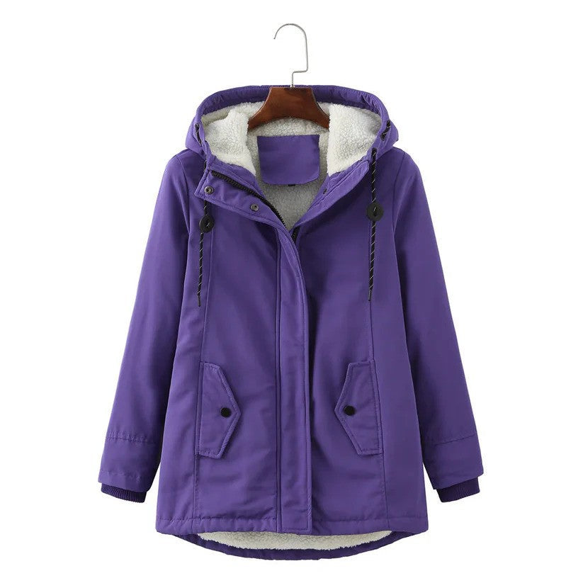 Women's Winter Coat with Warm Lining, Hood & Zipper | Perfect for Cold Winter Days - Purple