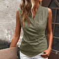Dorraine - Sleeveless, Solid-Color Basic Summer Top - Green
