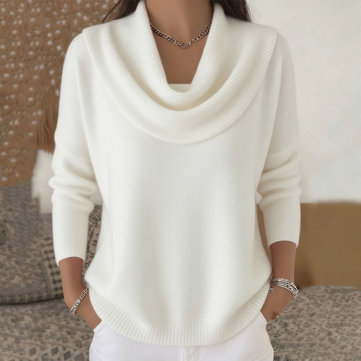 Lässiger Damen-Strickpullover mit langen Ärmeln