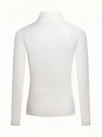 Solid Color Neck T-Shirt, Women'S High Neck Sweater, Long Sleeve