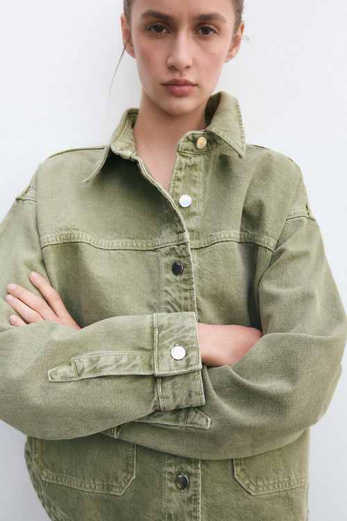 Klassische khakifarbene Jeansjacke für den Alltagsstil | Leichte Jacke