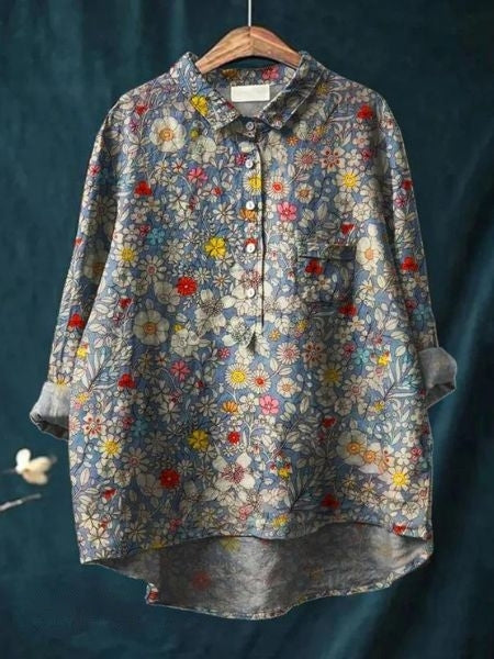Autumn Blouse with Floral Print for Women - Lightweight Floral Blouse | Perfect for Everyday and Autumn Occasions - Floral 13