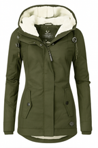 Women's Winter Jacket, Waterproof with Fleece Lining and Detachable Hood - Green