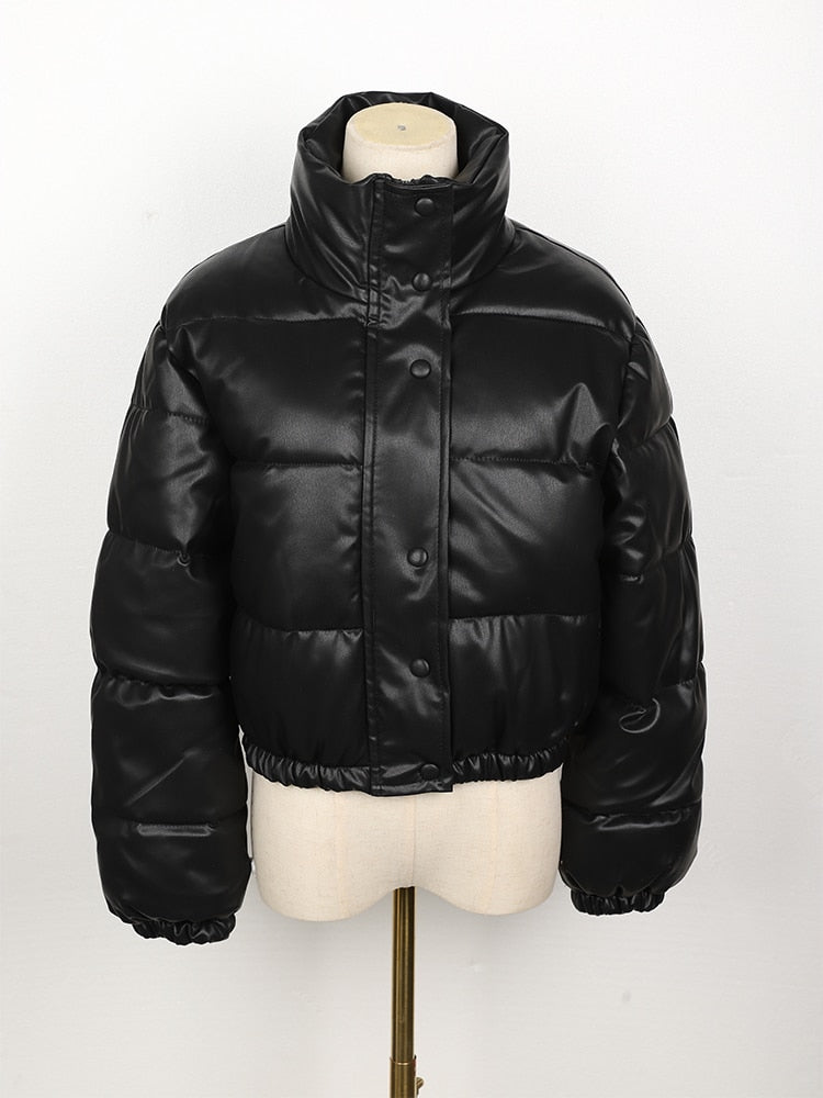 Damen-Steppjacke aus wasserabweisendem Leder