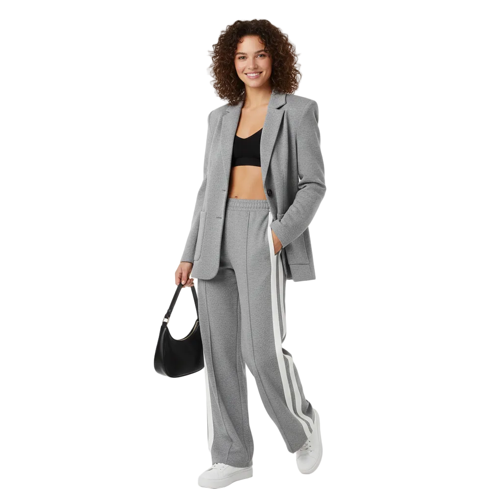 Women's Athleisure Set Emora Nova – Comfortable Striped Tracksuit in Blended Cotton