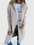 Lange Damen-Strickjacke mit Knopfleiste und tiefen Fronttaschen