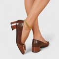 Women’s Elegant Gold Buckle Leather Shoes