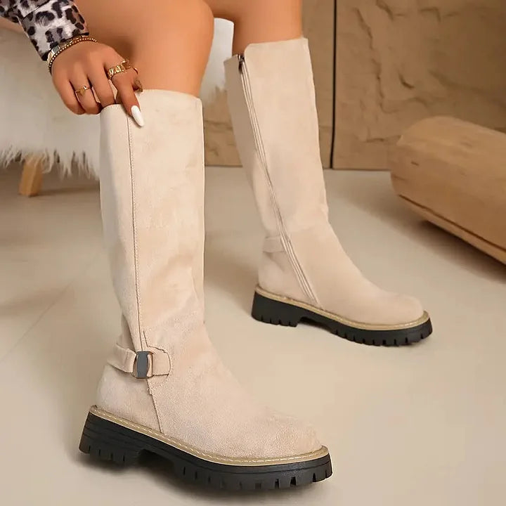 Women's Buckle Detail Knee High Boots