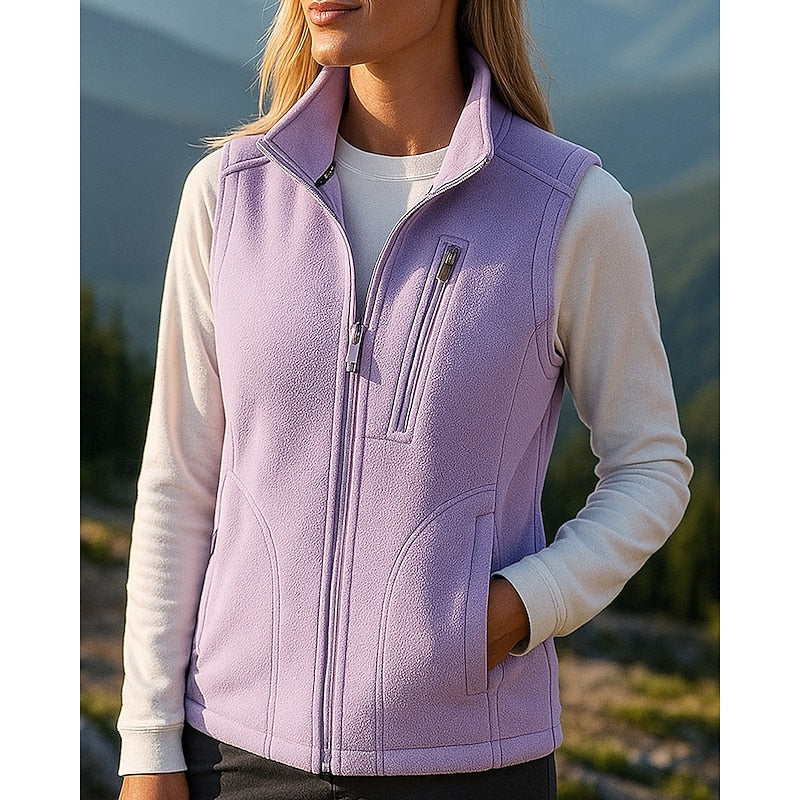 Fleece-Weste mit Reißverschluss und Stehkragen für Damen
